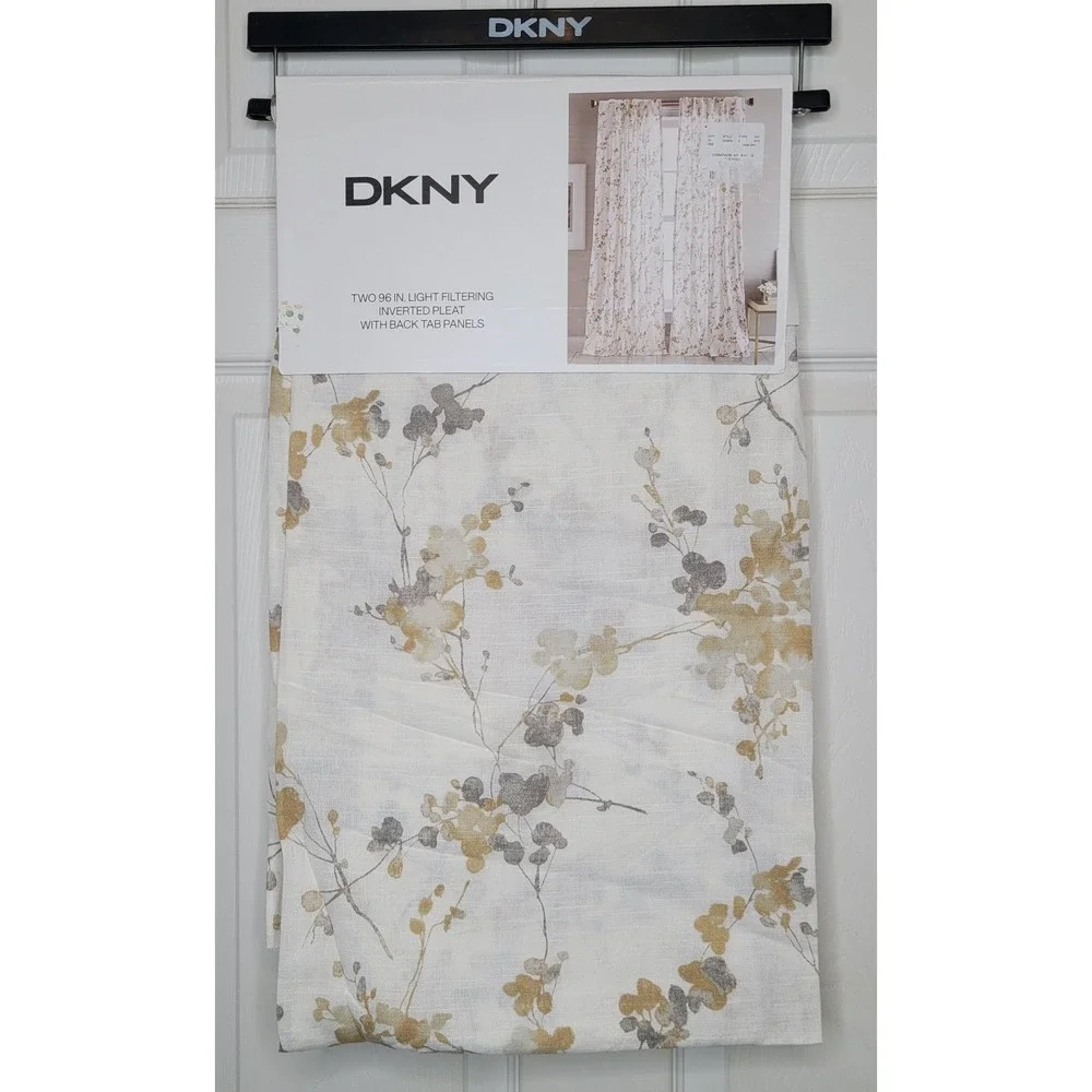 DKNY 2 Light Filtering Inverted Pleat Back Tab Panels Wallflower 32x96‎ Curtains